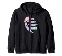 Eat Sleep Hockey Repeat Teens Cute Pastel Gradient Hockey Sudadera con Capucha