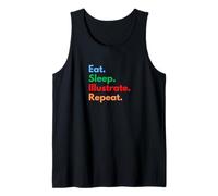 Eat Sleep Illustrate Repeat para ilustradores y Amantes del Arte Camiseta sin Mangas