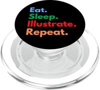 Eat Sleep Illustrate Repeat para ilustradores y Amantes del Arte PopSockets PopGrip para MagSafe