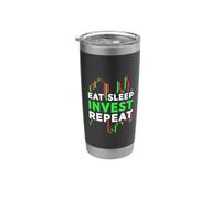 Eat Sleep Invest Repita la inversión de inversores en criptomonedas Vaso térmico de acero inoxidable de doble pared