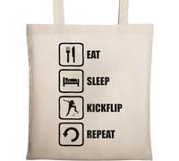 Eat Sleep Kickflip Repeat Skater - Bolsa de algodón ecológico natural, color beige, beige, Talla única