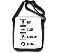 Eat Sleep Kickflip Repeat Skater - Bolso de hombro con eslogan blanco, White, Talla única