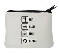 Eat Sleep Like Repeat Me Gusta - Monedero de neopreno (10 x 11 cm), color blanco, White, Talla única