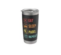 Eat Sleep Padel Repeat Pádel Tenis Pádel Pádel Vaso térmico de acero inoxidable de doble pared