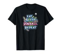 Eat Sleep Pinball Repeat Arcade Gaming Fan Design Camiseta