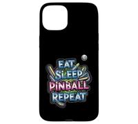 Eat Sleep Pinball Repeat Arcade Gaming Fan Design Carcasa para iPhone 15 Plus