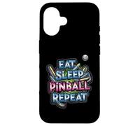 Eat Sleep Pinball Repeat Arcade Gaming Fan Design Carcasa para iPhone 16