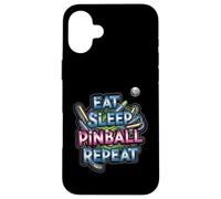 Eat Sleep Pinball Repeat Arcade Gaming Fan Design Carcasa para iPhone 16 Plus