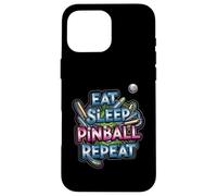 Eat Sleep Pinball Repeat Arcade Gaming Fan Design Carcasa para iPhone 16 Pro MAX