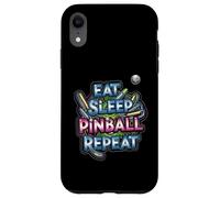 Eat Sleep Pinball Repeat Arcade Gaming Fan Design Carcasa para iPhone XR
