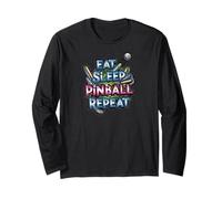 Eat Sleep Pinball Repeat Arcade Gaming Fan Design Manga Larga