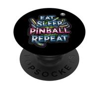 Eat Sleep Pinball Repeat Arcade Gaming Fan Design PopSockets PopGrip Adhesivo