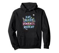 Eat Sleep Pinball Repeat Arcade Gaming Fan Design Sudadera con Capucha