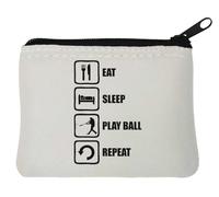 Eat Sleep Play Ball Repeat Baseball - Monedero de neopreno (10 x 11 cm), color blanco, White, Talla única
