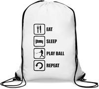 Eat Sleep Play Ball Repeat - Saco de béisbol con cordón, color blanco, White, Talla única
