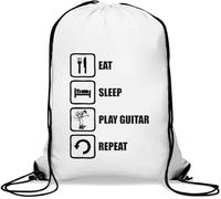Eat Sleep Play Guitar Repeat Guitar Man - Saco de gimnasio informal con cordón, color blanco, White, Talla única