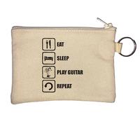 Eat Sleep Play - Llavero para hombre, diseño de guitarra, color beige, beige, Talla única