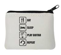 Eat Sleep Play - Monedero de neopreno para guitarra, 10 x 11 cm, color blanco, White, Talla única