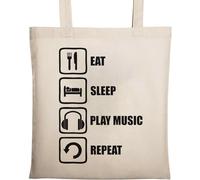 Eat Sleep Play Music Repeat - Auriculares de algodón ecológico natural, color beige, beige, Talla única
