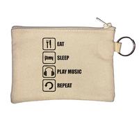 Eat Sleep Play Music Repeat Auriculares Llavero Monedero Beige, beige, Talla única