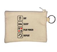 Eat Sleep Play Poker Repeat - Llavero con eslogan y monedero, color beige, beige, Talla única