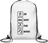 Eat Sleep Play Repeat Pc Gamer's Logo - Saco de gimnasio informal con cordón, color blanco, White, Talla única