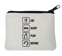 Eat Sleep Play Repeat Pc - Monedero de neopreno con logotipo de jugador (10 x 11 cm), color blanco, White, Talla única