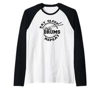 Eat Sleep Play Tambores Repite Diversión Amor Tambor Camiseta Manga Raglan