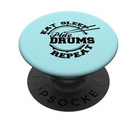 Eat Sleep Play Tambores Repite Diversión Amor Tambor PopSockets PopGrip Adhesivo