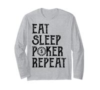 Eat Sleep Poker Repeat, diseño de fichas vintage, estilo juego de cartas Manga Larga