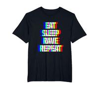 Eat Sleep Rave Repeat - Camiseta para Festival Camiseta, Hombre Tallas Grandes, Negro, 5X Alto