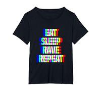Eat Sleep Rave Repeat - Camiseta para Festival Camiseta, Mujer Tallas Grandes, Negro, 5XL Grande