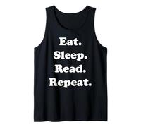 Eat Sleep Read Repeat Book Enthusiast Camiseta sin Mangas
