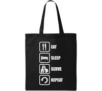 Eat Sleep Serve Repeat Uncle Sam - Bolsa de algodón ecológico natural, color negro, Black, Talla única