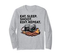 Eat Sleep Shoot Editar Repetir Cita de fotógrafo Manga Larga