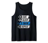 Eat Sleep Swim Repeat, Divertido Amante de la natación Camiseta sin Mangas