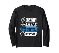 Eat Sleep Swim Repeat, Divertido Amante de la natación Manga Larga