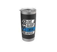 Eat Sleep Swim Repeat, divertido amante de la natación Vaso térmico de acero inoxidable de doble pared