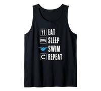 Eat Sleep Swim Repeat Equipo de natación Nadador Piscina Verano Camiseta sin Mangas