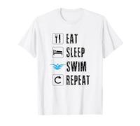 Eat Sleep Swim Repeat Equipo de natación Nadador Piscina Verano Sol Camiseta
