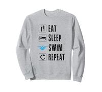 Eat Sleep Swim Repeat Equipo de natación Nadador Piscina Verano Sol Sudadera