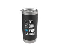 Eat Sleep Swim Repeat Equipo de natación nadador Piscina Verano Vaso térmico de acero inoxidable de doble pared
