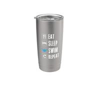 Eat Sleep Swim Repeat Equipo de natación nadador Piscina Verano Vaso térmico de acero inoxidable de doble pared