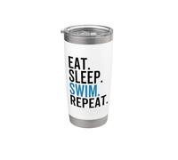 Eat Sleep Swim Repeat Funny Swimming Water Sport Nadador Vaso térmico de acero inoxidable de doble pared