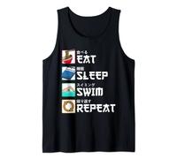 Eat Sleep Swim Repeat Japanese Natación Nadador Camiseta sin Mangas