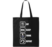 Eat Sleep Think Repeat - Bolsa de algodón ecológico natural, color negro, Black, Talla única