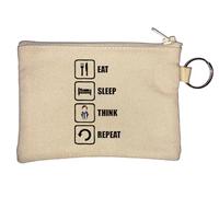 Eat Sleep Think Repeat - Llavero monedero, color beige, beige, Talla única