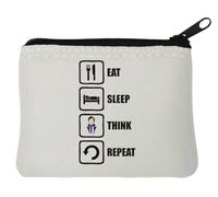 Eat Sleep Think Repeat - Monedero de neopreno (10 x 11 cm), color blanco, White, Talla única