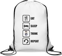 Eat Sleep Think Repeat - Saco de gimnasio informal con cordón, color blanco, White, Talla única