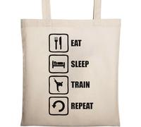 Eat Sleep Train Repeat - Bolsa de algodón ecológico natural con logotipo de color beige, beige, Talla única